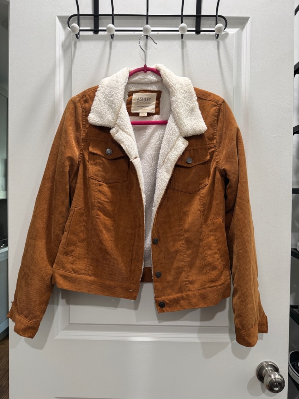Ashley By 26 International Tan Corduroy Jacket with Cream Teddy Lining